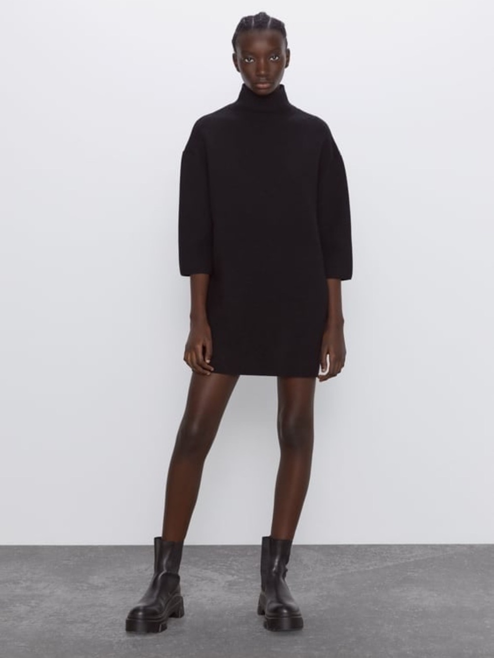 Zara Women’s Black Crewneck Sweater Dress